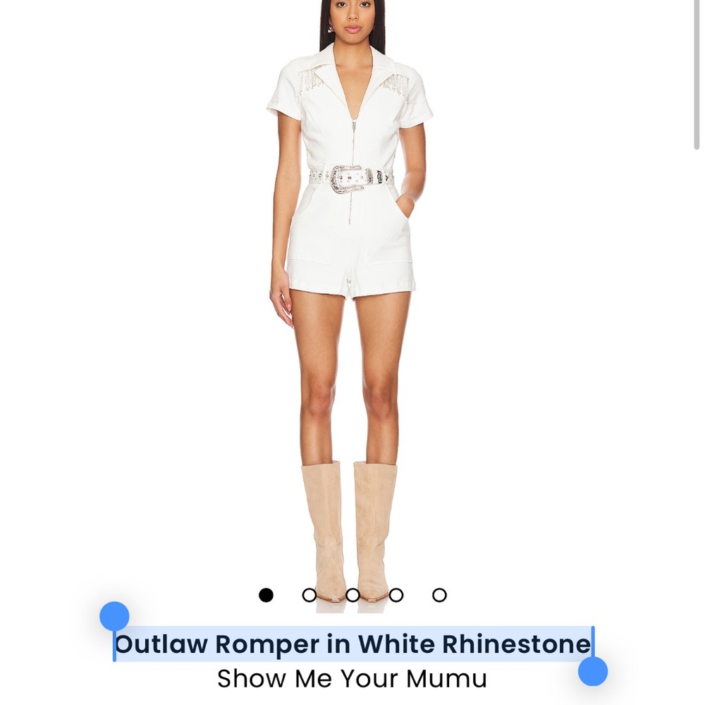 Outlaw Romper in White Rhinestone